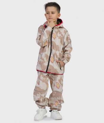 SET - Waterproof Softshell Pants And Hoodie Camouflage And Bird