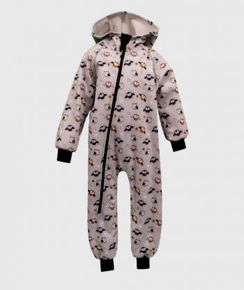 Waterproof Softshell Overall Comfy Owls And Stars Grey Jumpsuit