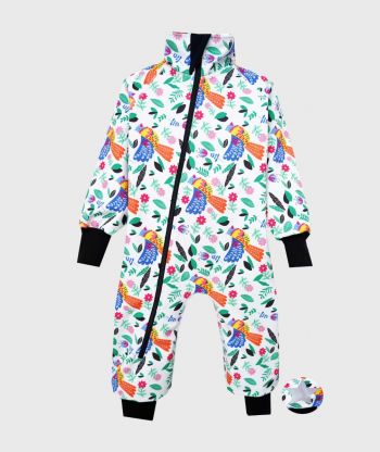 Waterproof Softshell Overall Comfy Flowers And Birds Drawings Bodysuit