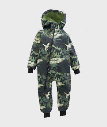 Waterproof Softshell Overall Comfy Dino Shadows Jumpsuit