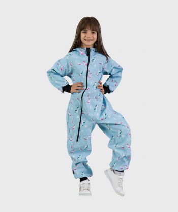 Waterproof Softshell Overall Comfy Unicorns And Rainbows Blue Jumpsuit